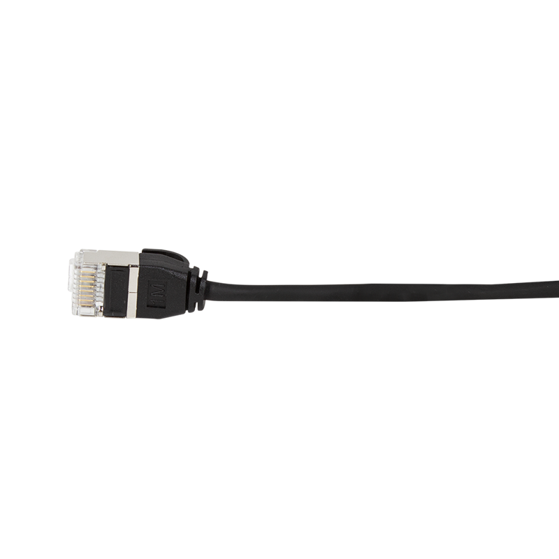 SlimLine Ultraflex Cat.6A U/FTP patch cable, black, 0.2 m — 2