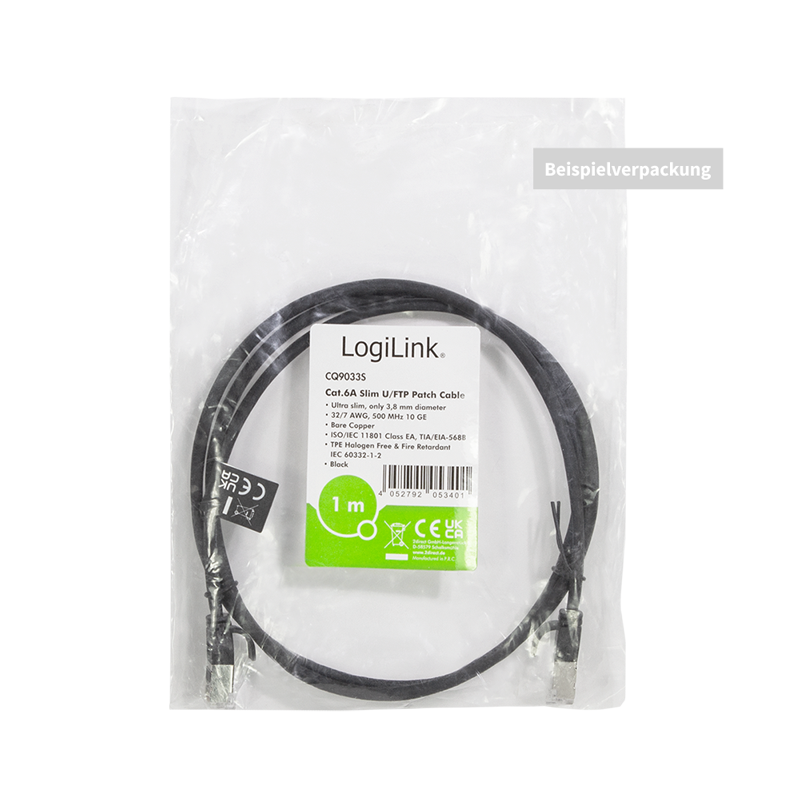 SlimLine Ultraflex Cat.6A U/FTP patch cable, black, 0.2 m — 7