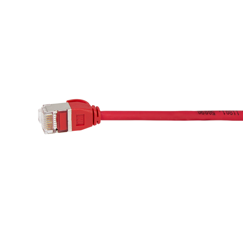 Red SlimLine Cat.6A U/FTP patch cable, 0.2 m — 2