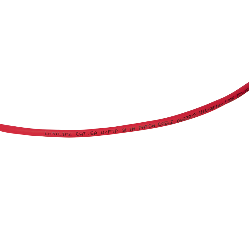 Red SlimLine Cat.6A U/FTP patch cable, 0.2 m — 4