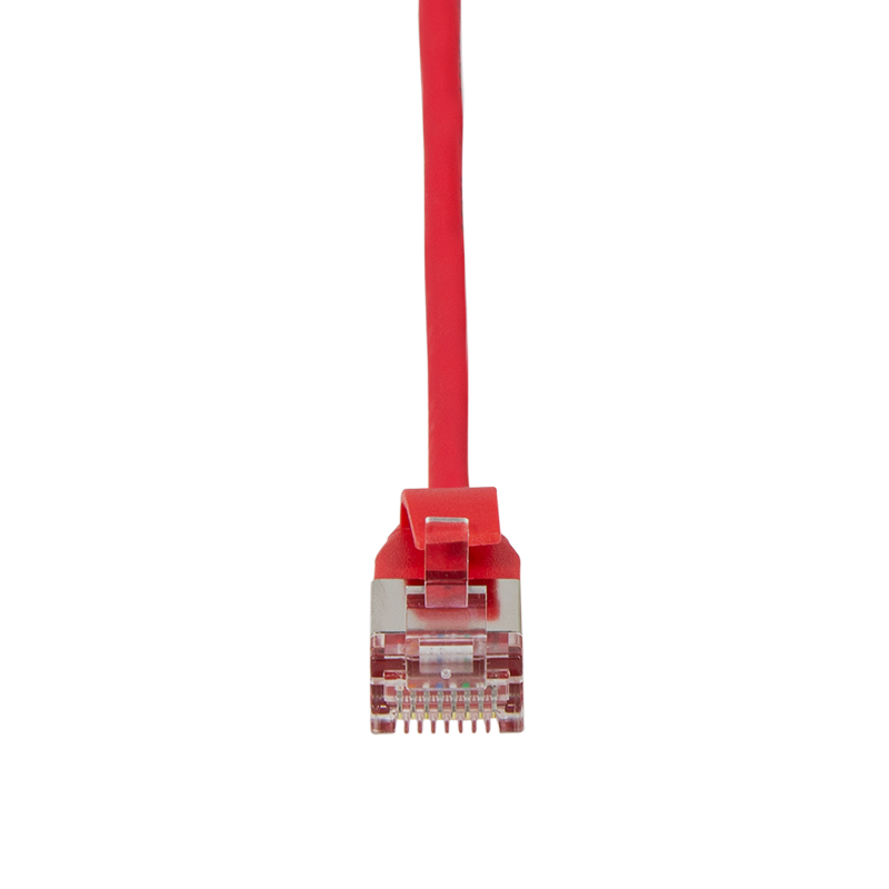 Red SlimLine Cat.6A U/FTP patch cable, 0.2 m — 3