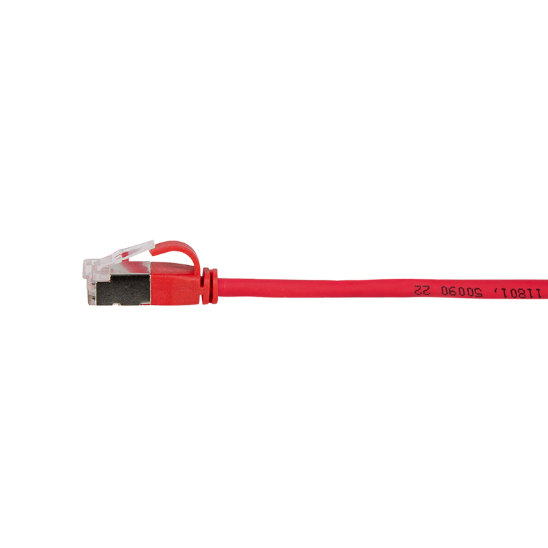Red SlimLine Cat.6A U/FTP patch cable, 0.2 m — 5