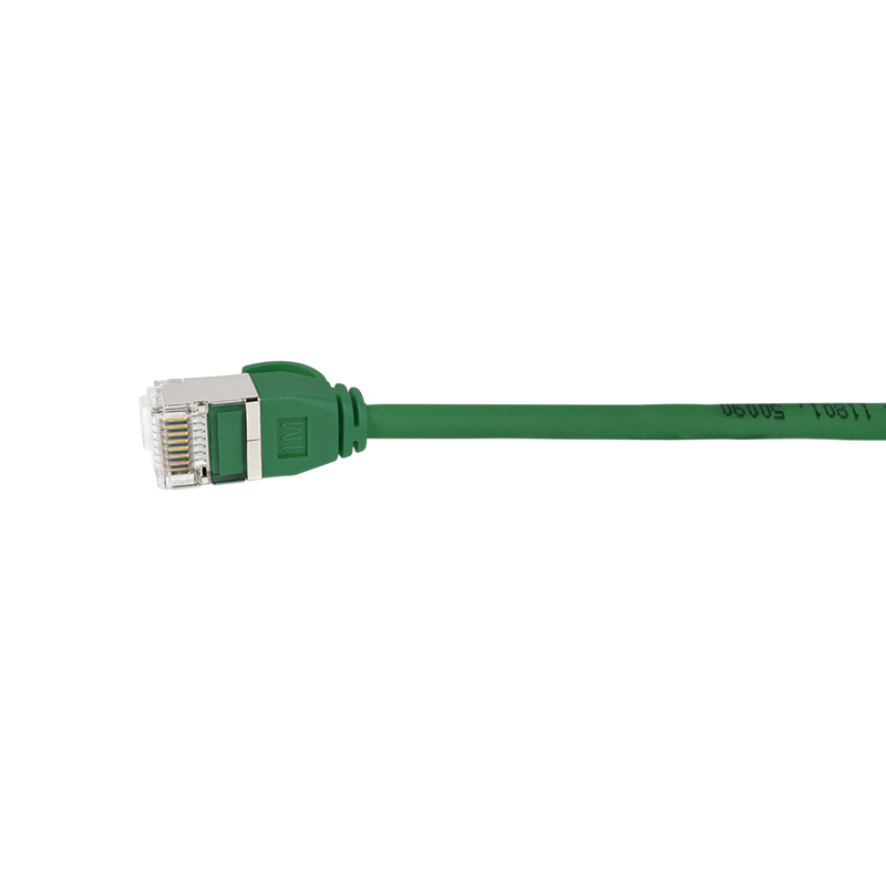 Green SlimLine Ultraflex Cat.6A U/FTP patch cable, 0.2 m — 2