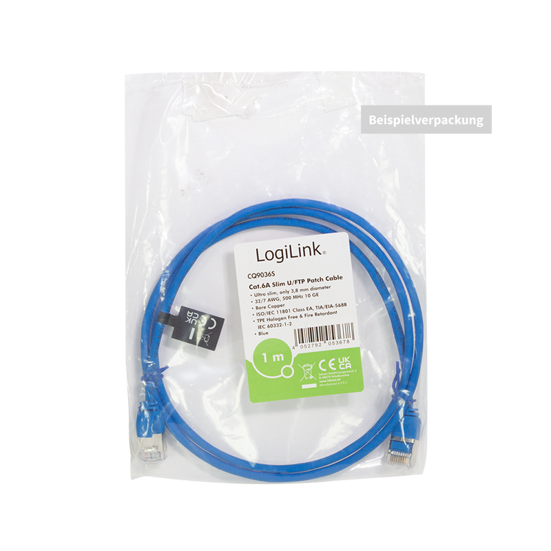 SlimLine Ultraflex Cat.6A U/FTP patch cable, blue, 0.2 m — 7