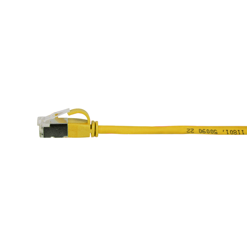 Yellow SlimLine Ultraflex Cat.6A U/FTP patch cable, 0.2 m — 1