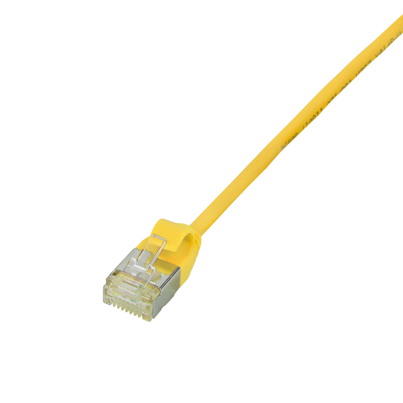 Yellow SlimLine Ultraflex Cat.6A U/FTP patch cable, 0.2 m — 2