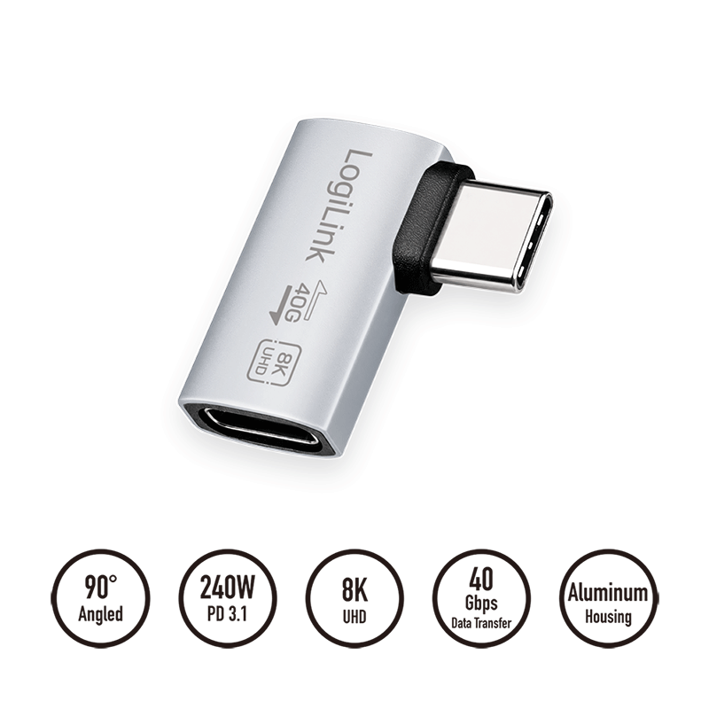 90° left/right angled USB-C adapter, 40 Gbps, 240 W — 4