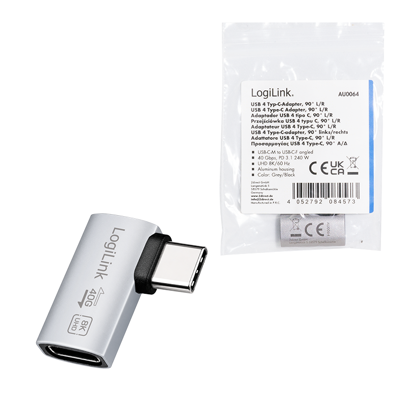 90° left/right angled USB-C adapter, 40 Gbps, 240 W — 9