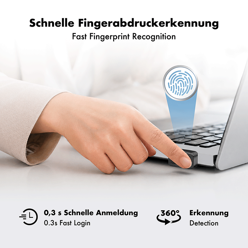 USB-A 2.0 fingerprint reader with Windows Hello support — 3