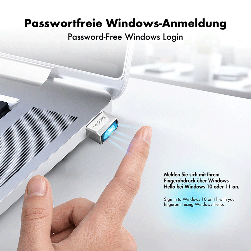 USB-C 2.0 fingerprint reader, metal, silver — 7