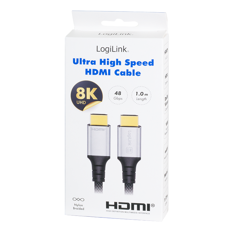 Kabel HDMI-A męski–HDMI-A męski, 8K/60 Hz, 1 m — 8