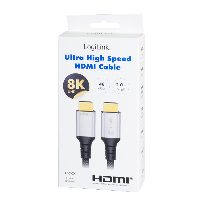 HDMI-A to HDMI-A cable, 8K/60 Hz, 2 m — 8