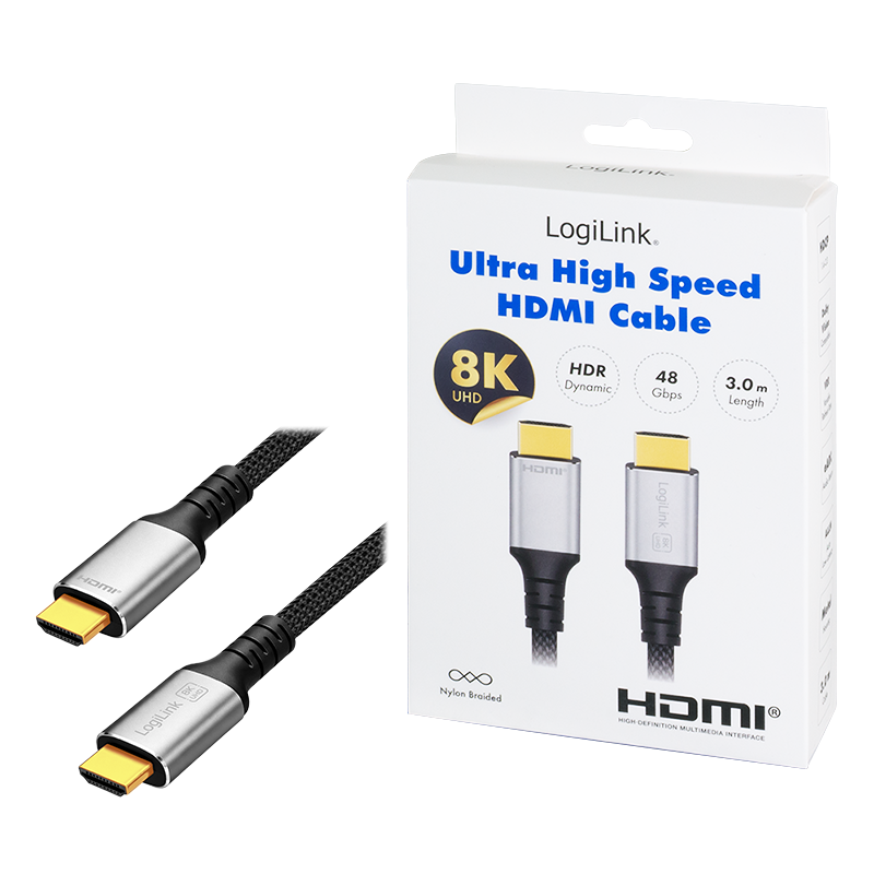 Kabel HDMI-A, 8K/60 Hz, 48 Gbps, 3 m — 9