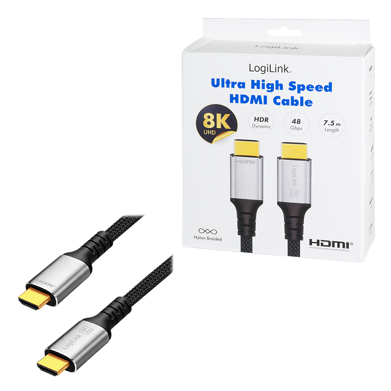 Kabel HDMI-A męski–HDMI-A męski, 8K/60 Hz, 7,5 m — 9