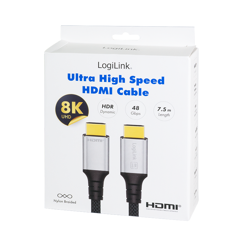 Kabel HDMI-A męski–HDMI-A męski, 8K/60 Hz, 7,5 m — 8