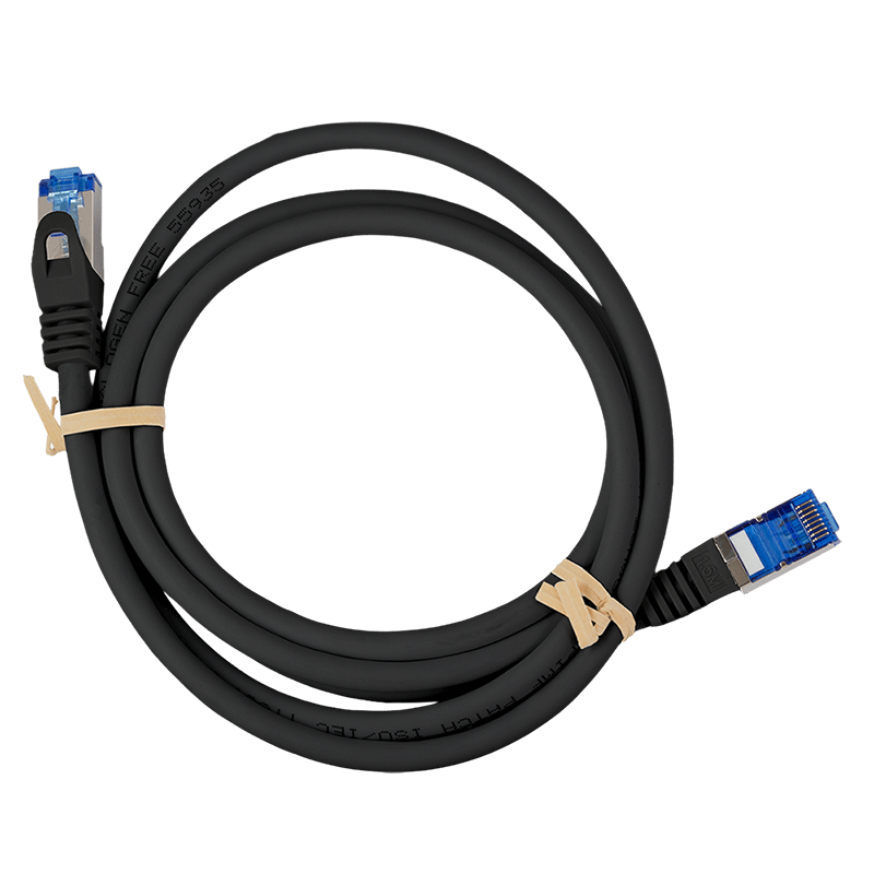 Kabel krosowy Cat.6A S/FTP LSZH, czarny, 0,25 m — 4
