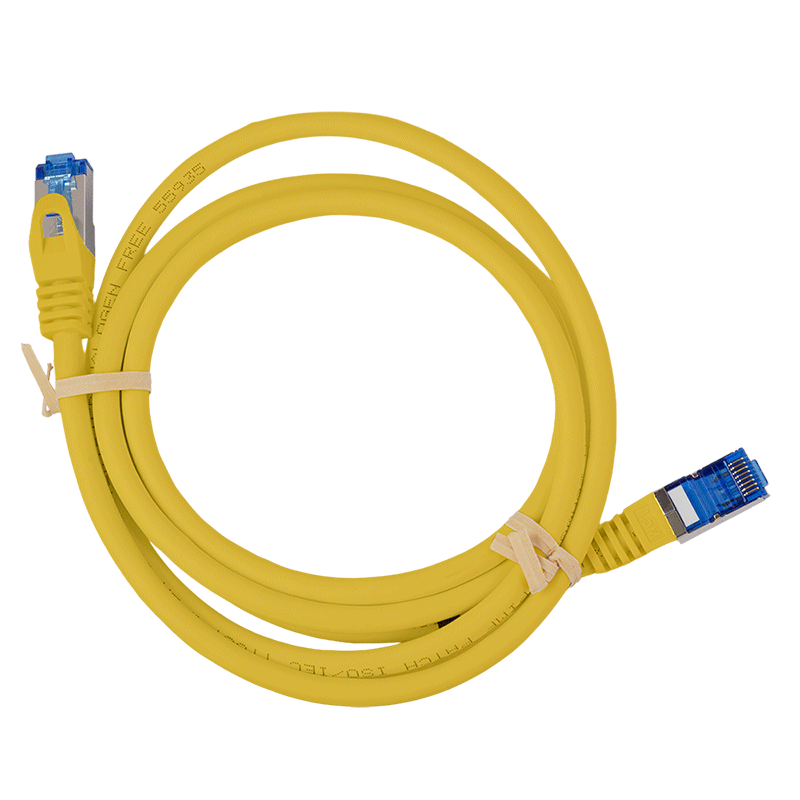 Kabel krosowy Cat.6A S/FTP LSZH, żółty, 0,25 m — 4