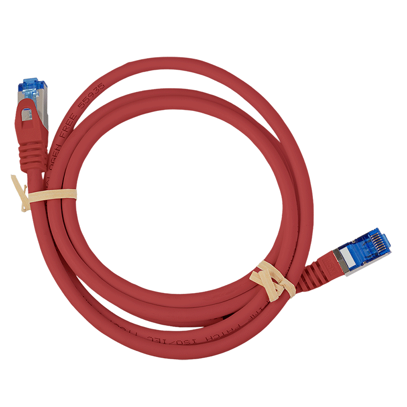Kabel krosowy Cat.6A S/FTP LSZH CCA, czerwony, 3,00 m — 4