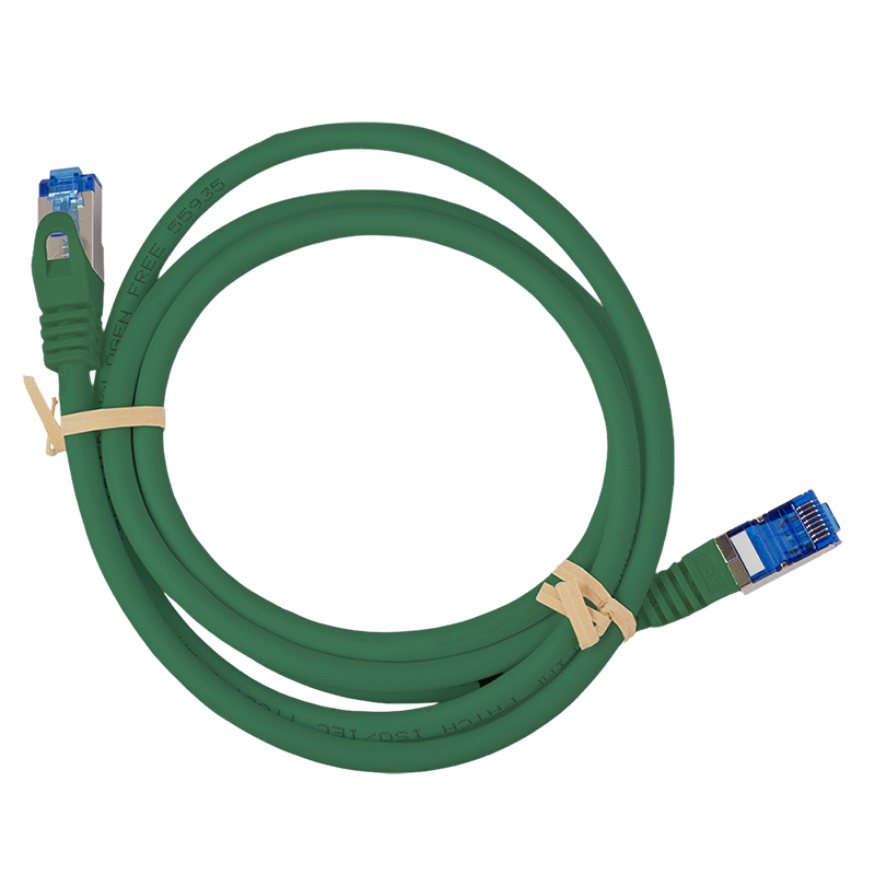 Kabel krosowy Cat.6A S/FTP LSZH, zielony, 5,00 m — 4