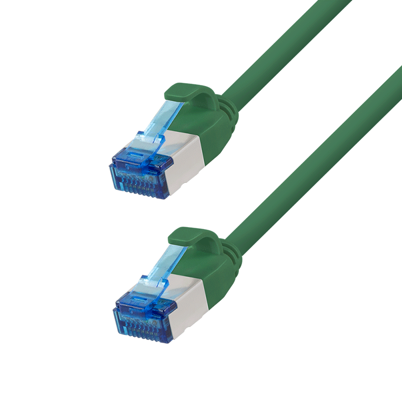 Kabel krosowy Cat.6A SLIM S/FTP LSZH, zielony, 1,00 m
