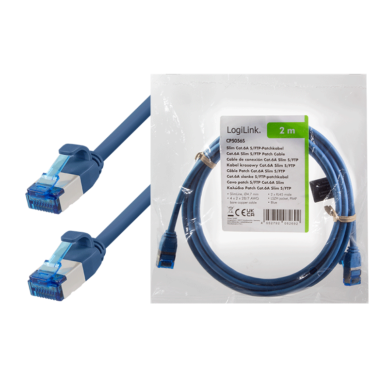 Cat.6A S/FTP SLIM LSZH patch cable, blue, 2.00 m — 7