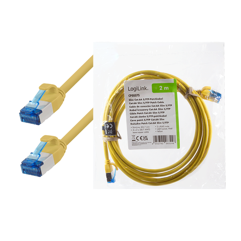 Yellow Cat.6A S/FTP SlimLine LSZH patch cable, 2.00 m — 7