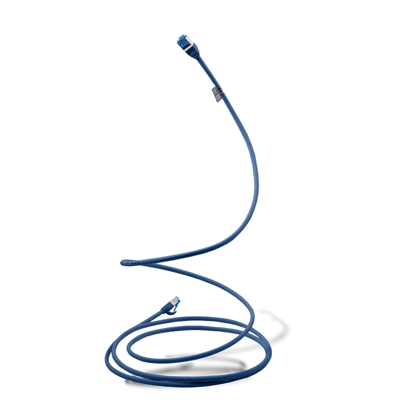 Blue Cat.6A S/FTP SLIM LSZH patch cable, 5.00 m — 5