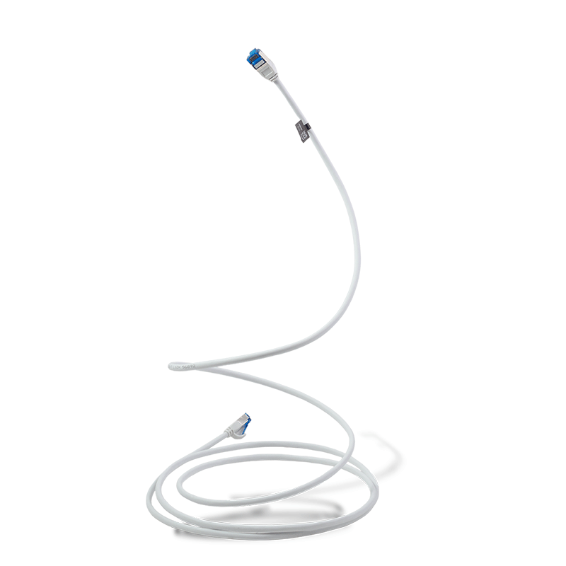 Cat.6A SlimLine S/FTP LSZH patch cable, white, 7.50 m — 5