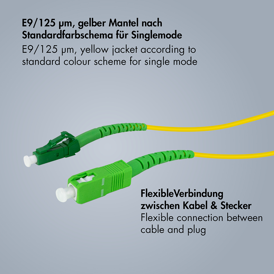 Fiber optic simplex patch cable OS2, SC/APC to LC/APC, 40 m — 3