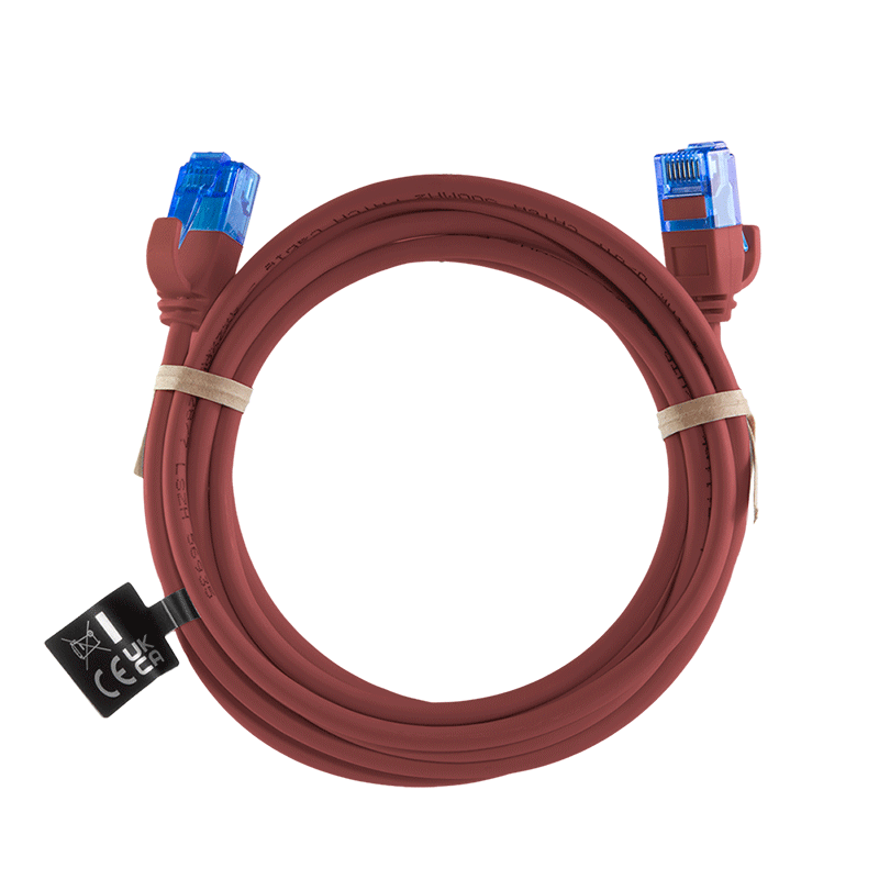 Kabel krosowy Cat.6A Slim U/UTP LSZH, czerwony — 5