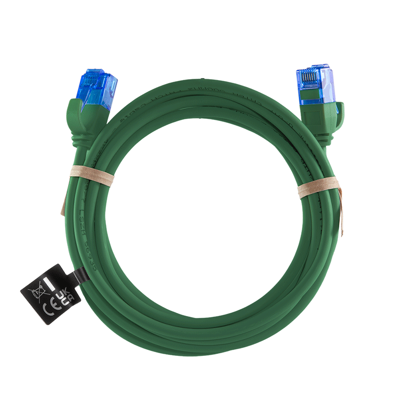 Kabel krosowy Cat.6A SLIM U/UTP LSZH, zielony, 0,15 m — 5
