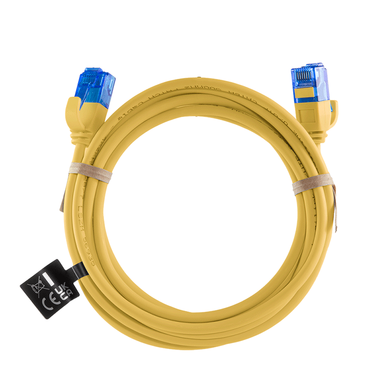 Smukły kabel krosowy Cat.6A U/UTP LSZH, żółty, 0,15 m — 5