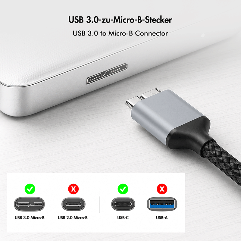 Kabel USB 3.2 Gen 1 USB-C do Micro-USB, 5 Gbit/s, 2 m — 5