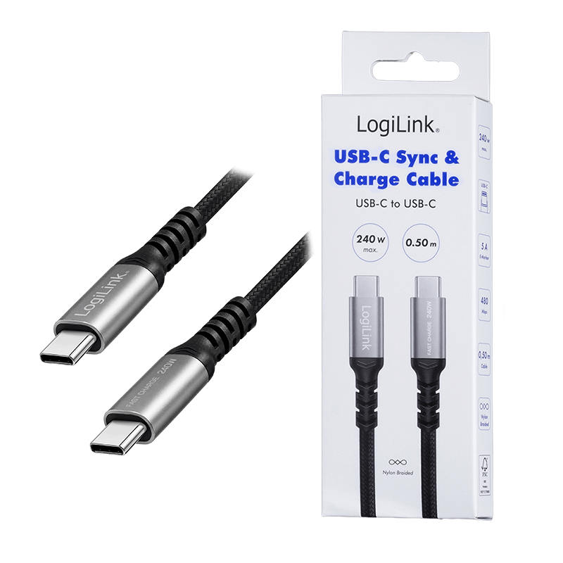 USB 2.0 USB-C to USB-C cable, 240 W, 1 m — 8