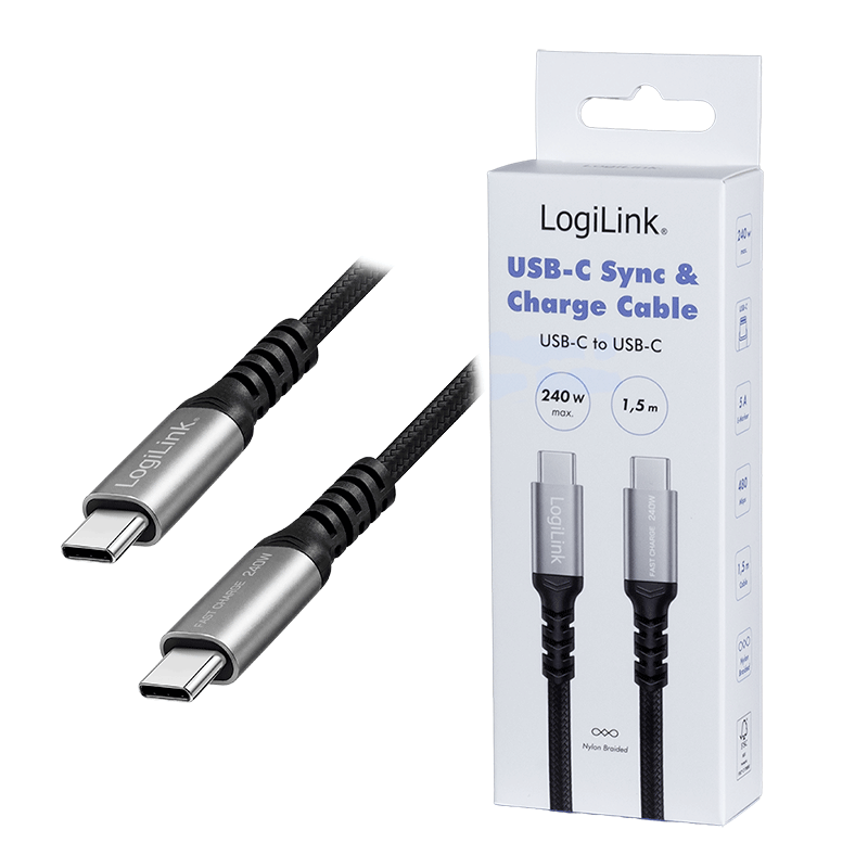 Kabel USB 2.0 USB-C–USB-C, 240 W, 1,5 m — 8
