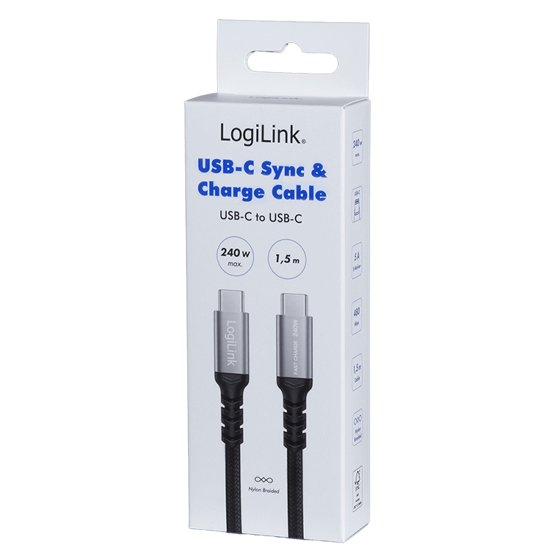 Kabel USB 2.0 USB-C–USB-C, 240 W, 1,5 m — 7