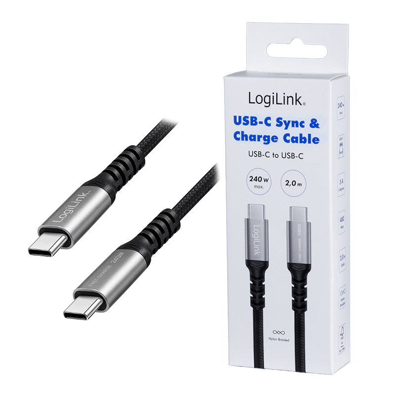 Kabel USB 2.0 USB-C–USB-C, 240 W, 2 m — 8