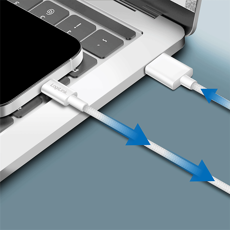 Kabel USB 2.0 USB-A do USB-C, 60 W, biały, 0,15 m — 6