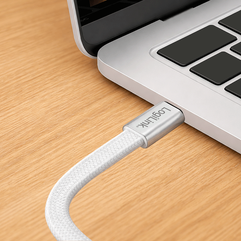 Płaski kabel USB-C–USB-C, USB 2.0, 60 W, biały, 1 m — 6