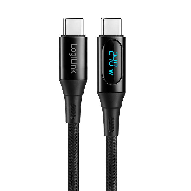 USB 2.0 USB-C to USB-C cable, 240 W, with OLED display — 2