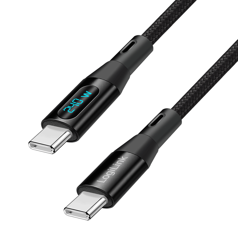 USB 2.0 USB-C to USB-C cable, 240 W, with OLED display