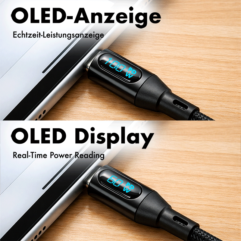 USB 2.0 Type-C cable with OLED display, 240 W, 2 m — 6