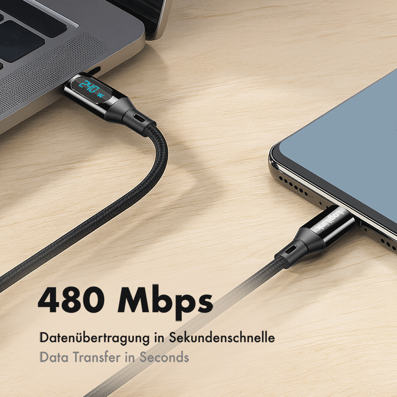 USB 2.0 Type-C cable with OLED display, 240 W, 2 m — 4