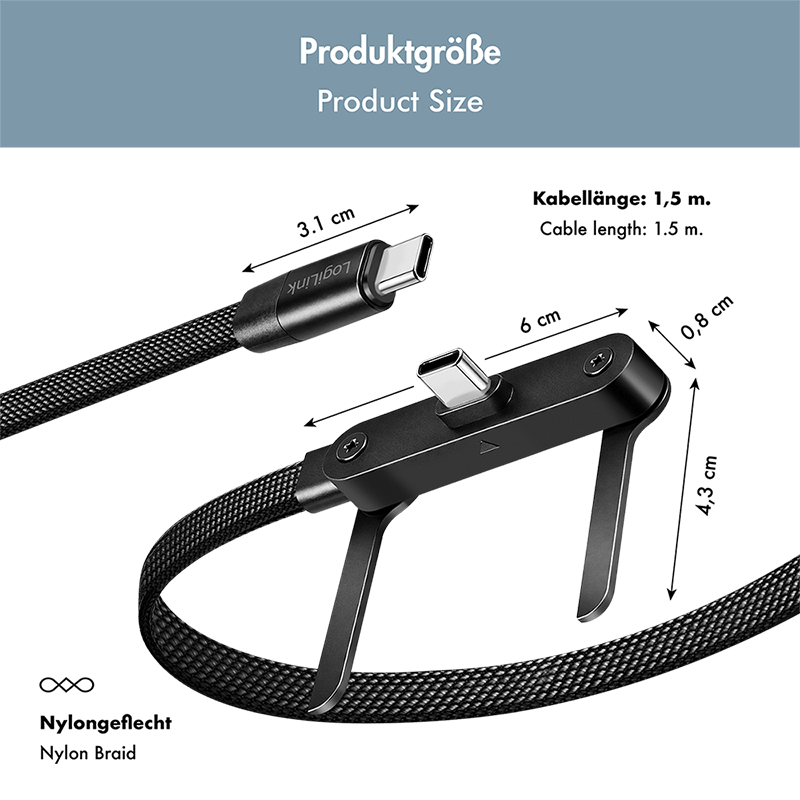 Flat USB-C data and charging cable, 240 W, with stand — 8