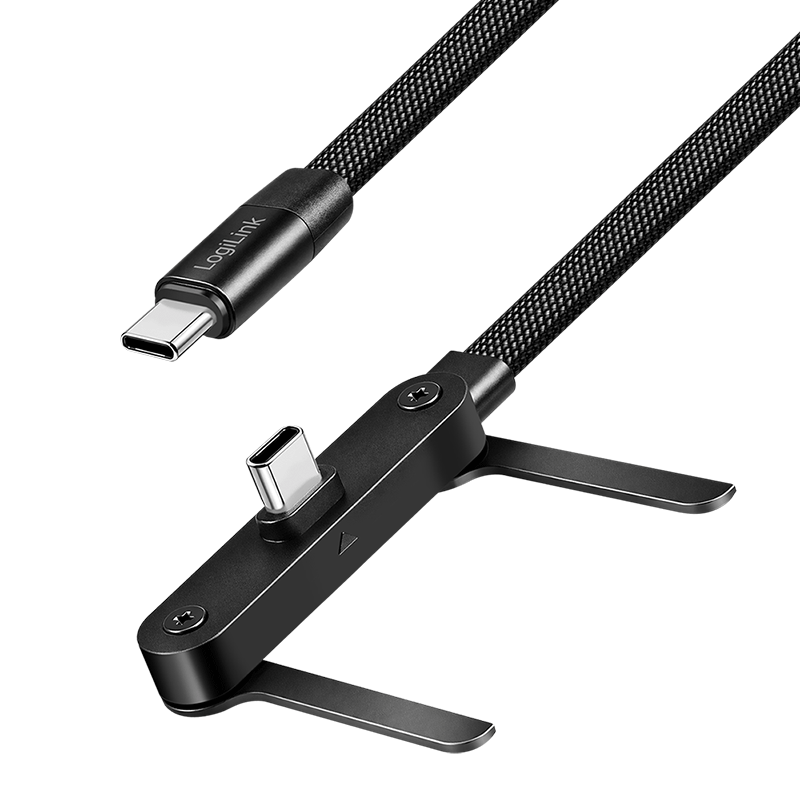 Flat USB-C data and charging cable, 240 W, with stand