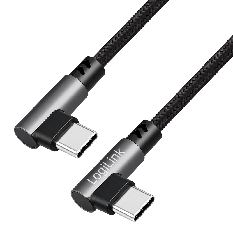 USB 2.0 USB-C to USB-C cable with 90° angled plugs