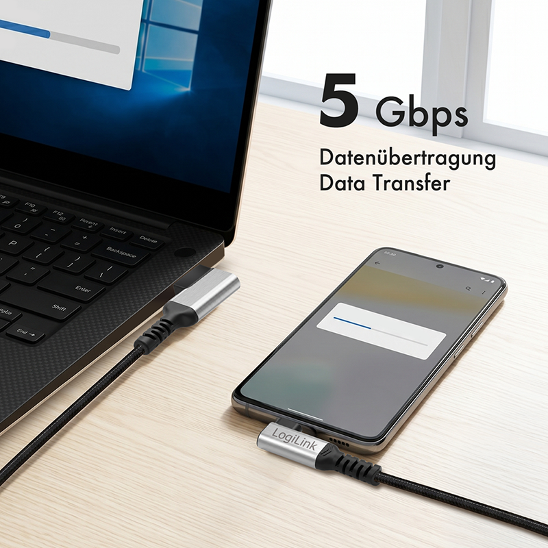 Kabel USB 3.2 Gen 1 USB-A–USB-C, kątowy, 0,5 m — 4