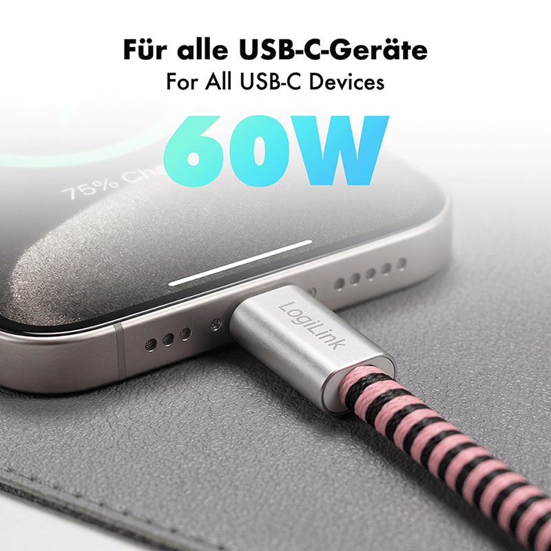 Kabel USB 2.0 USB-C–USB-C, 60 W, 1 m — 4
