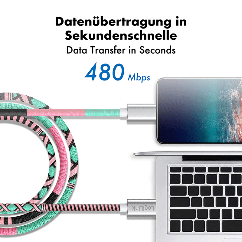 Kabel USB 2.0 USB-C–USB-C, 60 W, 1 m — 6