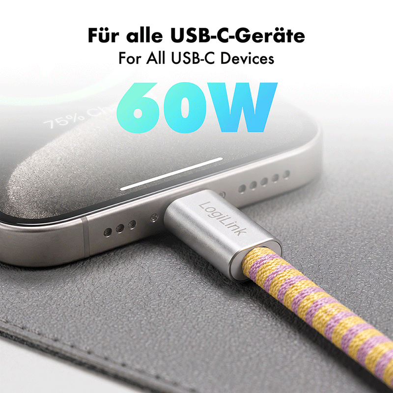 Kabel USB 2.0 USB-C do USB-C, 60 W, 1 m — 4